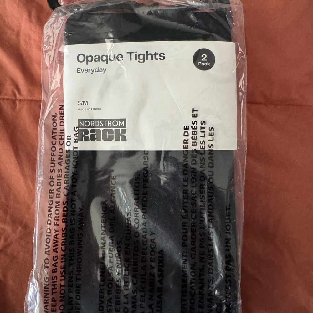 NWOT Nordstrom Rack Black Opaque Tights 1 Pack Sz S/M